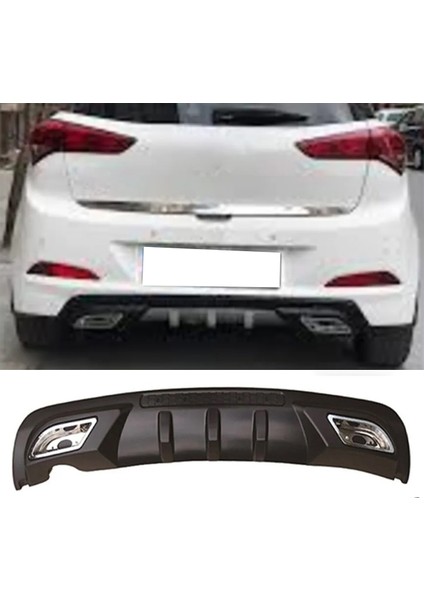 Hyundai I20 Difüzör Difizör Siyah + Kare Egzoz Görünüm C Tip