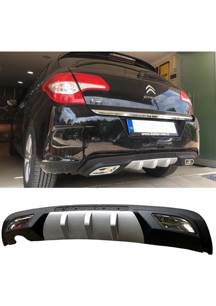 Citroen C4 Difüzör Difizör Gri + Kare Egzoz Görünüm C Tip 2011 - 2016