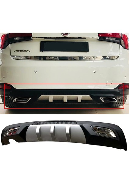 Fiat Egea Hb Difüzör Difizör Gri + Kare Egzoz Görünüm C Tip
