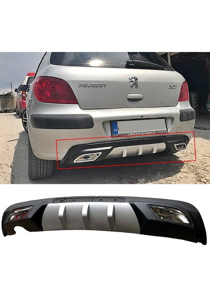 Peugeot 307 Difüzör Difizör Gri + Kare Egzoz Görünüm C Tip