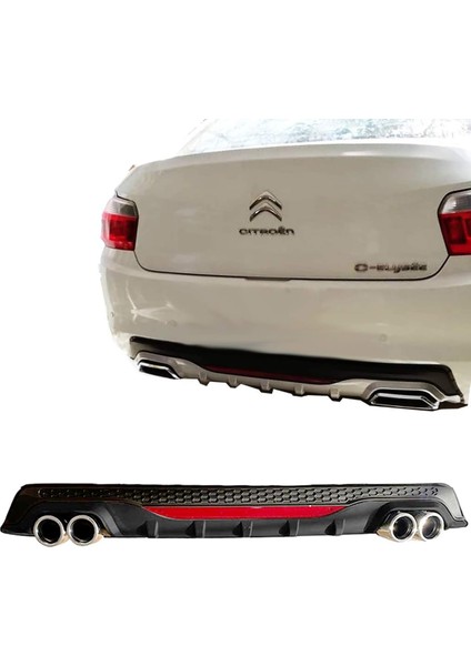 Citroen C Elysee Siyah Difüzör Difizör Yuvarlak Egzoz Görünüm Reflektörlü
