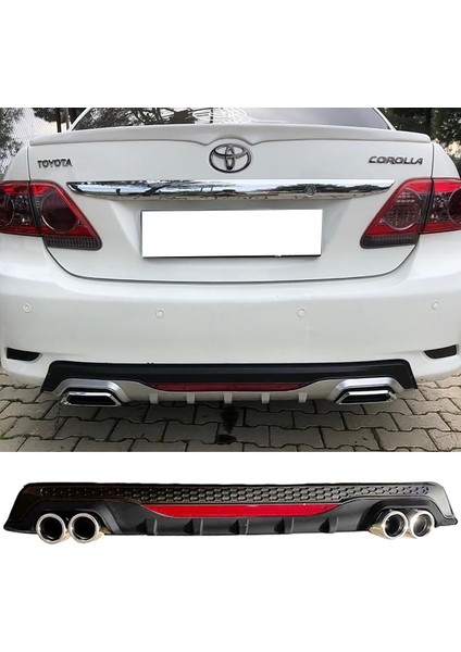 Toyota Corolla Siyah Difüzör Difizör Yuvarlak Egzoz Görünüm Reflektörlü