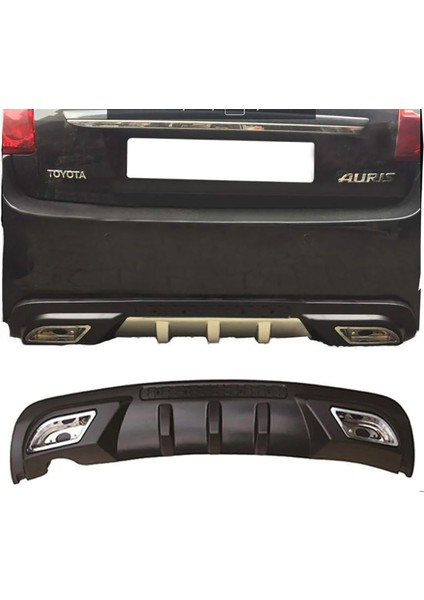 Toyota Auris Difüzör Difizör Siyah + Kare Egzoz Görünüm C Tip