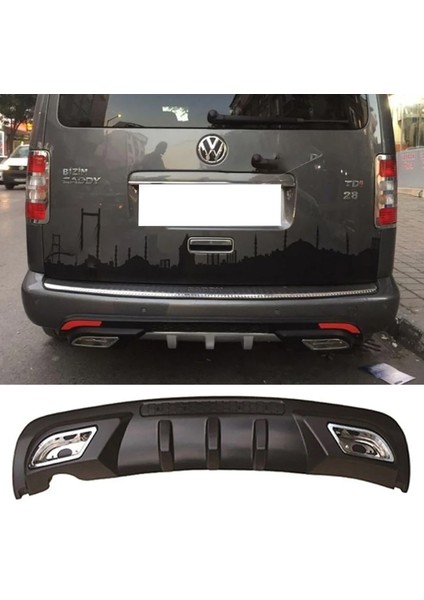 Vw Caddy Difüzör Difizör Siyah + Kare Egzoz Görünüm C Tip