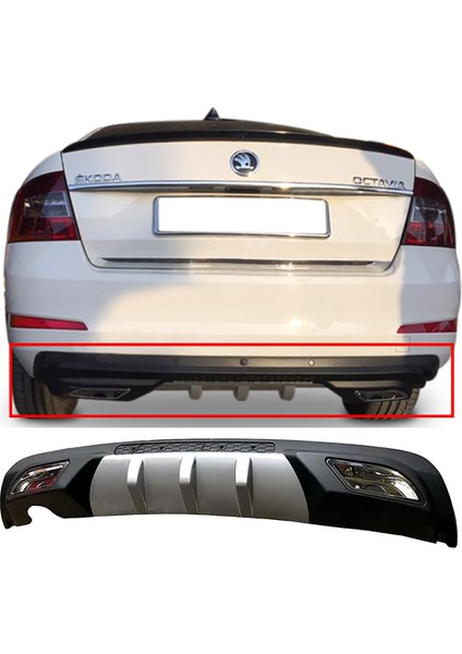 Skoda Octavia Difüzör Difizör Gri + Kare Egzoz Görünüm C Tip