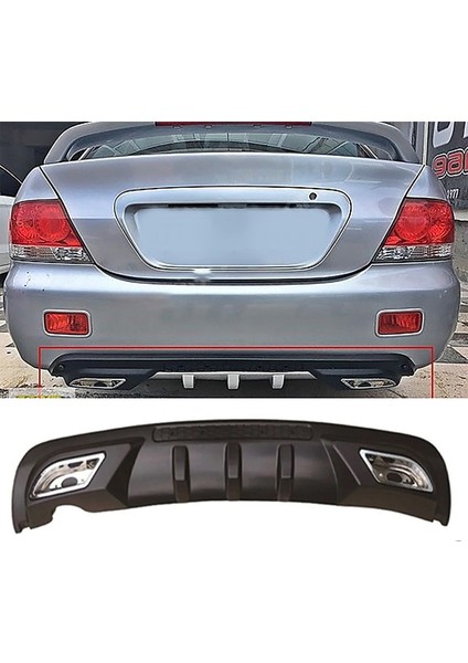 Mitsubishi Lancer Difüzör Difizör Siyah + Kare Egzoz Görünüm C Tip