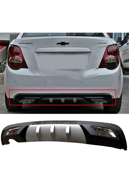 Chevrolet Aveo Sedan Difüzör Difizör Gri + Kare Egzoz Görünüm C Tip 2012 - 2016