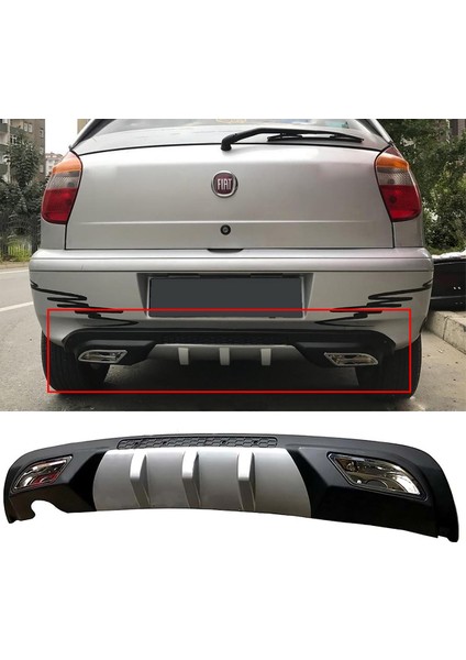 Fiat Palio Difüzör Difizör Gri + Kare Egzoz Görünüm C Tip