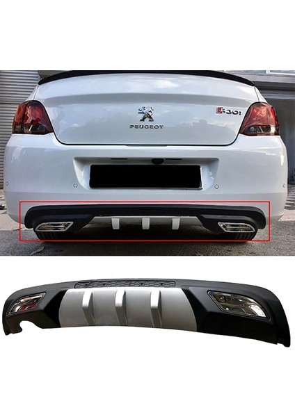 Peugeot 301 Difüzör Difizör Gri + Kare Egzoz Görünüm C Tip
