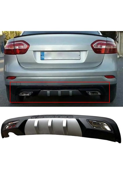 Renault Fluence Difüzör Difizör Gri + Kare Egzoz Görünüm C Tip 2009-2016