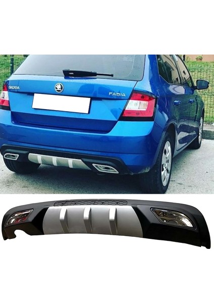 Skoda Fabia Difüzör Difizör Gri + Kare Egzoz Görünüm C Tip