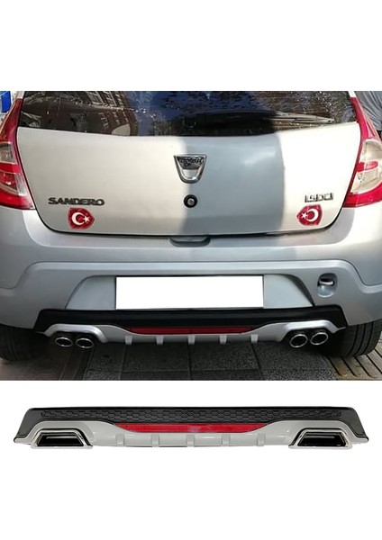 Dacia Sandero Gri Difüzör Difizör Kare Egzoz Görünüm Reflektörlü