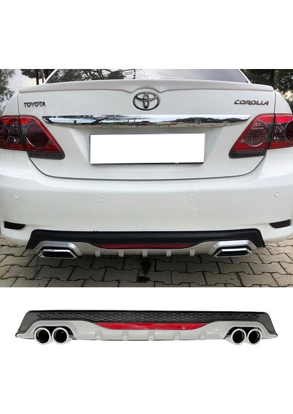 Toyota Corolla Gri Difüzör Difizör Yuvarlak Egzoz Görünüm Reflektörlü