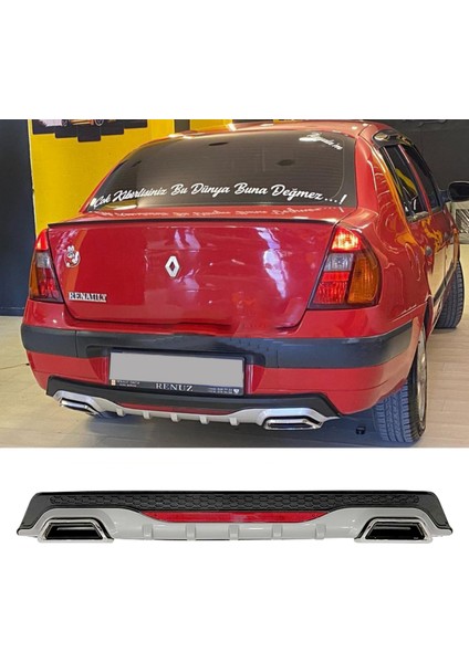 Renault Clio Mk2 Sedan Gri Difüzör Difizör Kare Egzoz Görünüm Reflektörlü