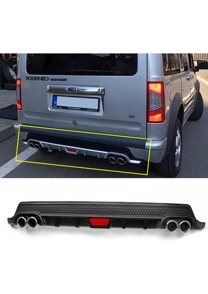 Ford Connect Siyah Difüzör Difizör Yuvarlak Egzoz Görünüm Kulaklı Tip