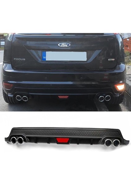 Ford Focus 2 Hatchback Siyah Difüzör Difizör Yuvarlak Egzoz Görünüm Kulaklı Tip 2004 - 2010
