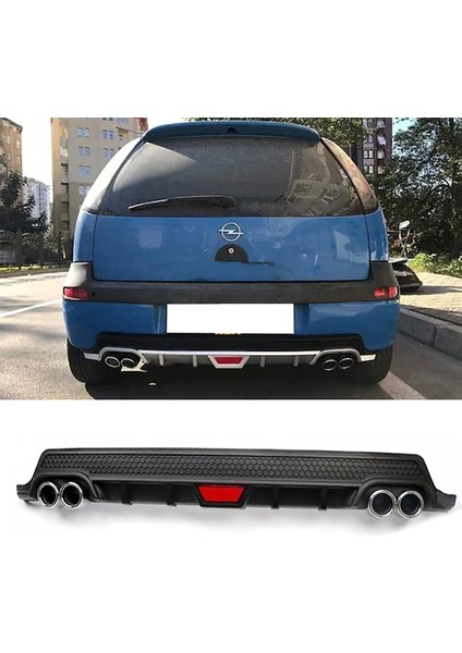 Opel Corsa C Siyah Difüzör Difizör Yuvarlak Egzoz Görünüm Kulaklı Tip