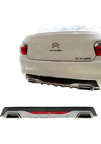 Citroen C Elysee Gri Difüzör Difizör Kare Egzoz Görünüm Reflektörlü