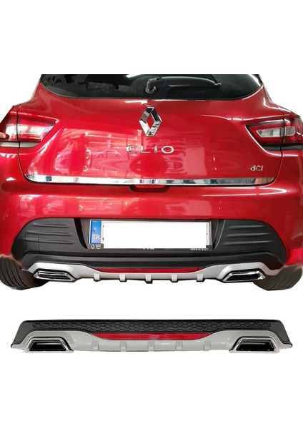 Renault Clio Mk4 Gri Difüzör Difizör Kare Egzoz Görünüm Reflektörlü