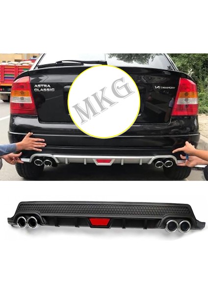 Opel Astra G Siyah Difüzör Difizör Yuvarlak Egzoz Görünüm Kulaklı Tip 1998 - 2004