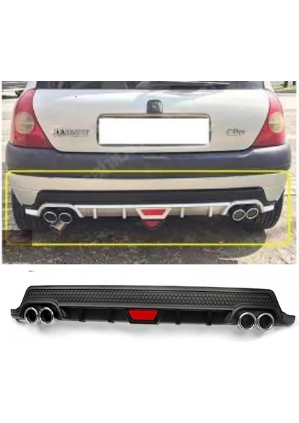 Renault Clio Mk2 Siyah Difüzör Difizör Yuvarlak Egzoz Görünüm Kulaklı Tip 1998-2005