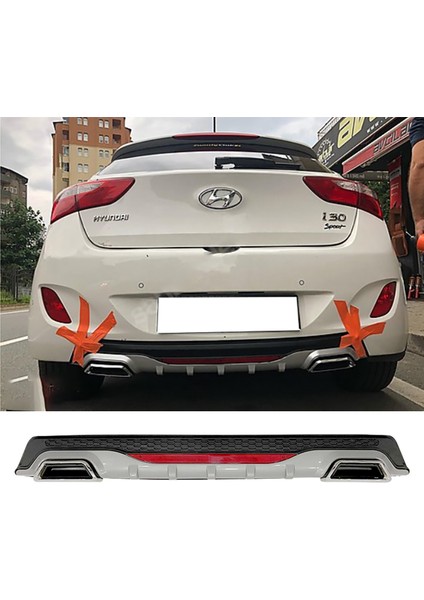 Hyundai I20 Gri Difüzör Difizör Kare Egzoz Görünüm Reflektörlü