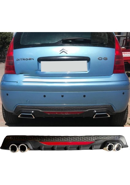 Peugeot 407 Siyah Difüzör Difizör Yuvarlak Egzoz Görünüm Reflektörlü