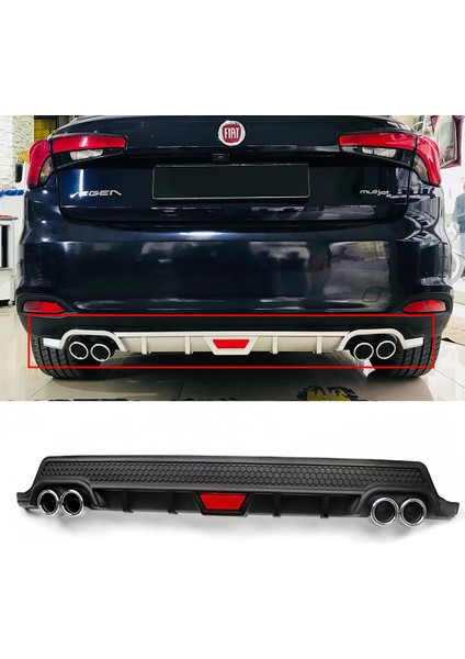 Fiat Egea Hatchback Siyah Difüzör Difizör Yuvarlak Egzoz Görünüm Kulaklı Tip