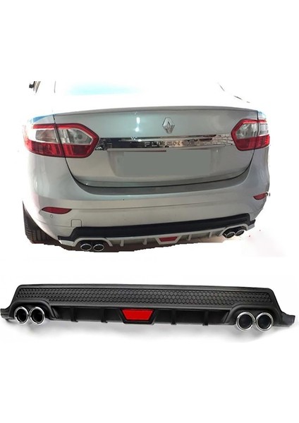 Renault Fluence Siyah Difüzör Difizör Yuvarlak Egzoz Görünüm Kulaklı Tip 2009-2016