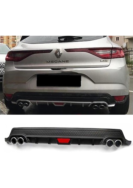 Renault Megane 4 Siyah Difüzör Difizör Yuvarlak Egzoz Görünüm Kulaklı Tip