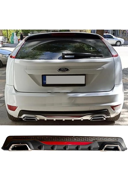 Ford Focus Mk2 Hb Siyah Difüzör Difizör Kare Egzoz Görünüm Reflektörlü