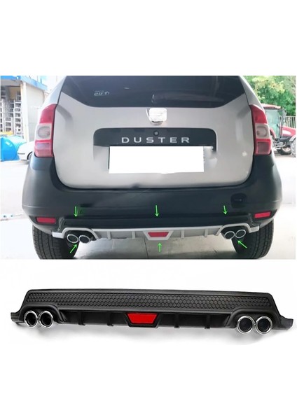 Dacia Duster 1 Siyah Difüzör Difizör Yuvarlak Egzoz Görünüm Kulaklı Tip