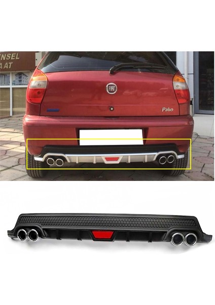Fiat Palio Siyah Difüzör Difizör Yuvarlak Egzoz Görünüm Kulaklı Tip