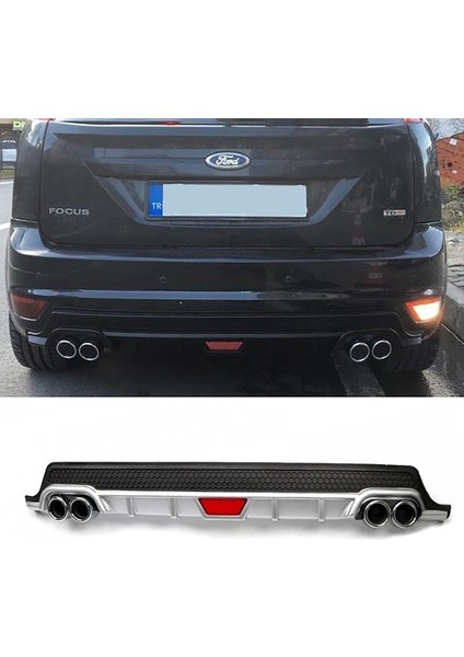 Ford Focus 2 Hatchback Gri Difüzör Difizör Yuvarlak Egzoz Görünüm Kulaklı Tip 2004 - 2010