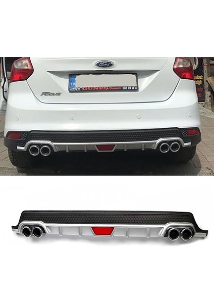 Ford Focus 3 Hatchback Gri Difüzör Difizör Yuvarlak Egzoz Görünüm Kulaklı Tip 2012 - 2017