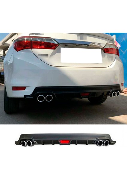 Toyota Corolla E170 Siyah Difüzör Difizör Yuvarlak Egzoz Görünüm Kulaklı Tip 2012-2019