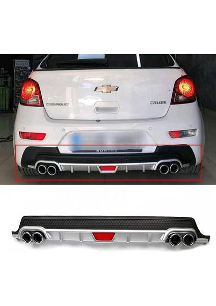 Chevrolet Cruze Hb Gri Difüzör Difizör Yuvarlak Egzoz Görünüm Kulaklı Tip 2008 - 2015