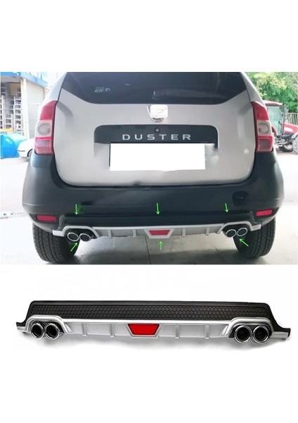 Dacia Duster 1 Gri Difüzör Difizör Yuvarlak Egzoz Görünüm Kulaklı Tip
