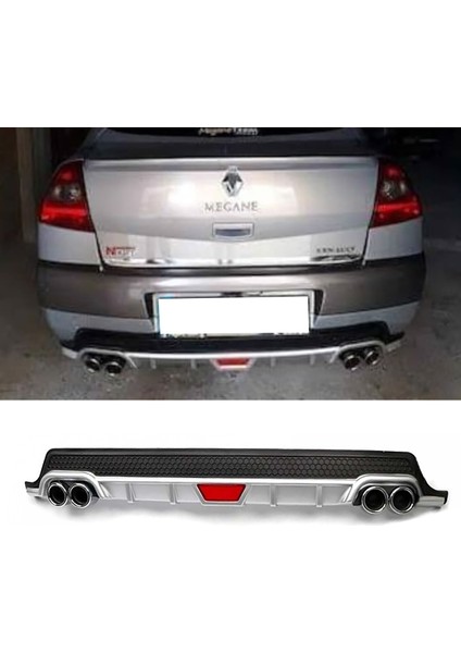 Renault Megane 2 Gri Difüzör Difizör Yuvarlak Egzoz Görünüm Kulaklı Tip 2002-2009