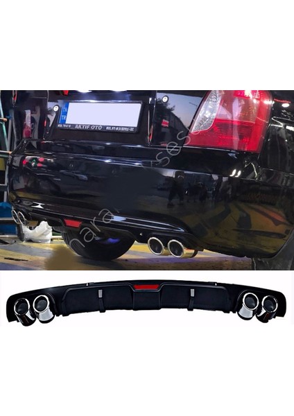 Hyundai Accent Era Siyah Difüzör 4 Krom Egzoz Görünümlü Difizör Arka Ek Body Kit 2006 - 2009