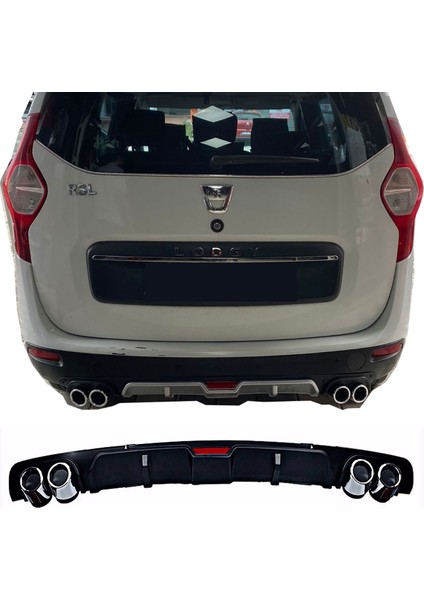 Dacia Lodgy Siyah Difüzör 4 Krom Egzoz Görünümlü Difizör Arka Ek Body Kit