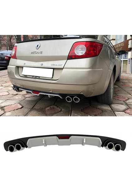 Renault Megane 2 Cabrio Gri Difüzör 4 Krom Egzoz Görünümlü Difizör Arka Ek Body Kit 2002-2009