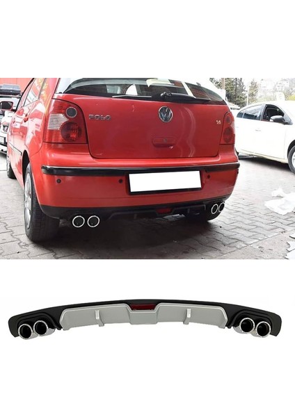 MKG Otomotiv Vw Polo 9n2 Gri Difüzör 4 Krom Egzoz Görünümlü Difizör Arka Ek Body Kit