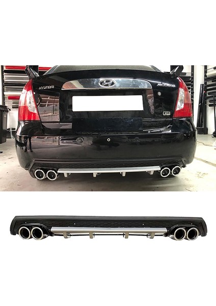 Hyundai Accent Era Gri Difüzör Çiftli Yuvarlak Egzoz Görünümlü D Tip Difizör 2006 - 2009