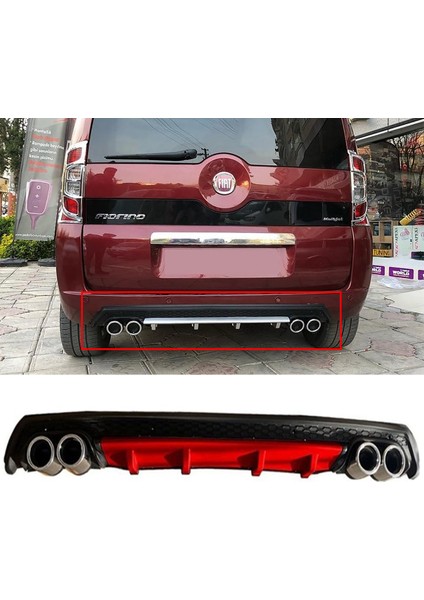 Fiat Fiorino Kırmızı Difüzör Çiftli Yuvarlak Egzoz Görünümlü D Tip Difizör