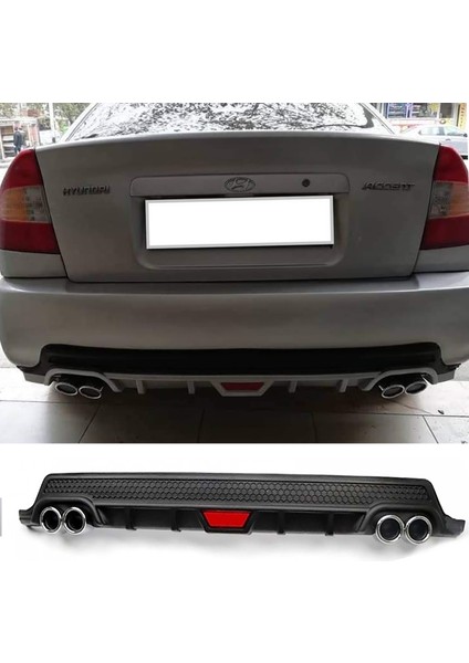 Hyundai Accent Era Siyah Difüzör Difizör Yuvarlak Egzoz Görünüm Kulaklı Tip