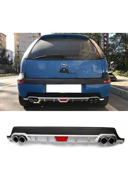 Opel Corsa C Gri Difüzör Difizör Yuvarlak Egzoz Görünüm Kulaklı Tip