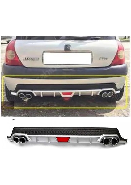 Renault Clio Mk2 Gri Difüzör Difizör Yuvarlak Egzoz Görünüm Kulaklı Tip 1998-2005