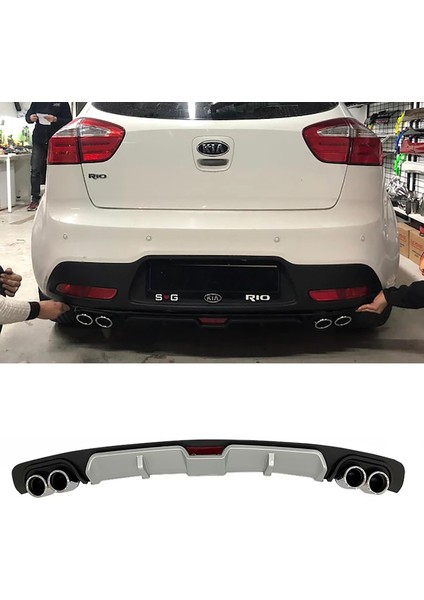 Kia Rio Hb Gri Difüzör Difizör Yuvarlak Egzoz Görünüm Kulaklı Tip