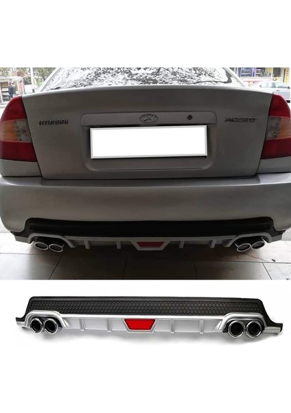 Hyundai Accent Era Gri Difüzör Difizör Yuvarlak Egzoz Görünüm Kulaklı Tip